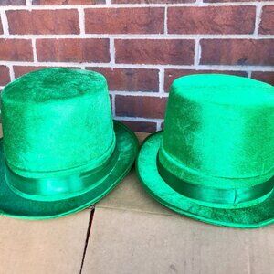 Leprechaun Hats St Patrick’s Day Lot of 2 Green Velvet Halloween Costume Party 🍀